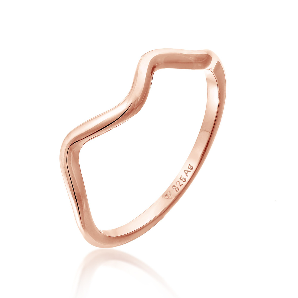 Elli Elli Bague Femmes Vagues Minimaliste Géo Tendance en Argent Sterling 925 Bague