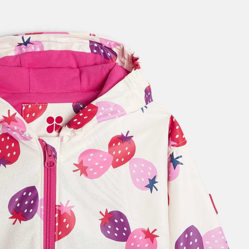 Coupe-vent bébé fille écru à motifs fraises beige Catimini