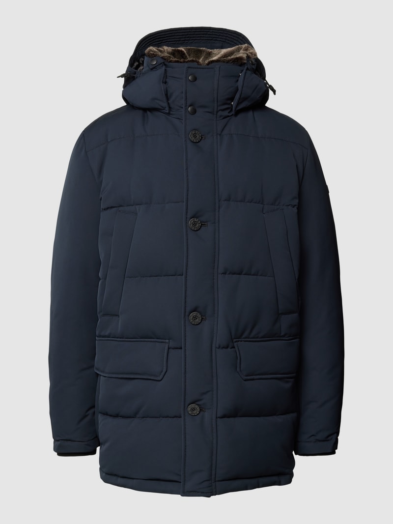 Parka mit Knopf- und Reißverschluss in marineblau