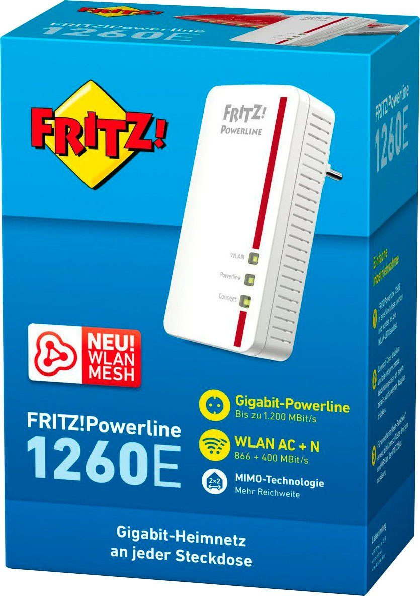 AVM FRITZ!1260 WLAN AC Single 1200 Mbit Adapter F-Stecker, 180 cm