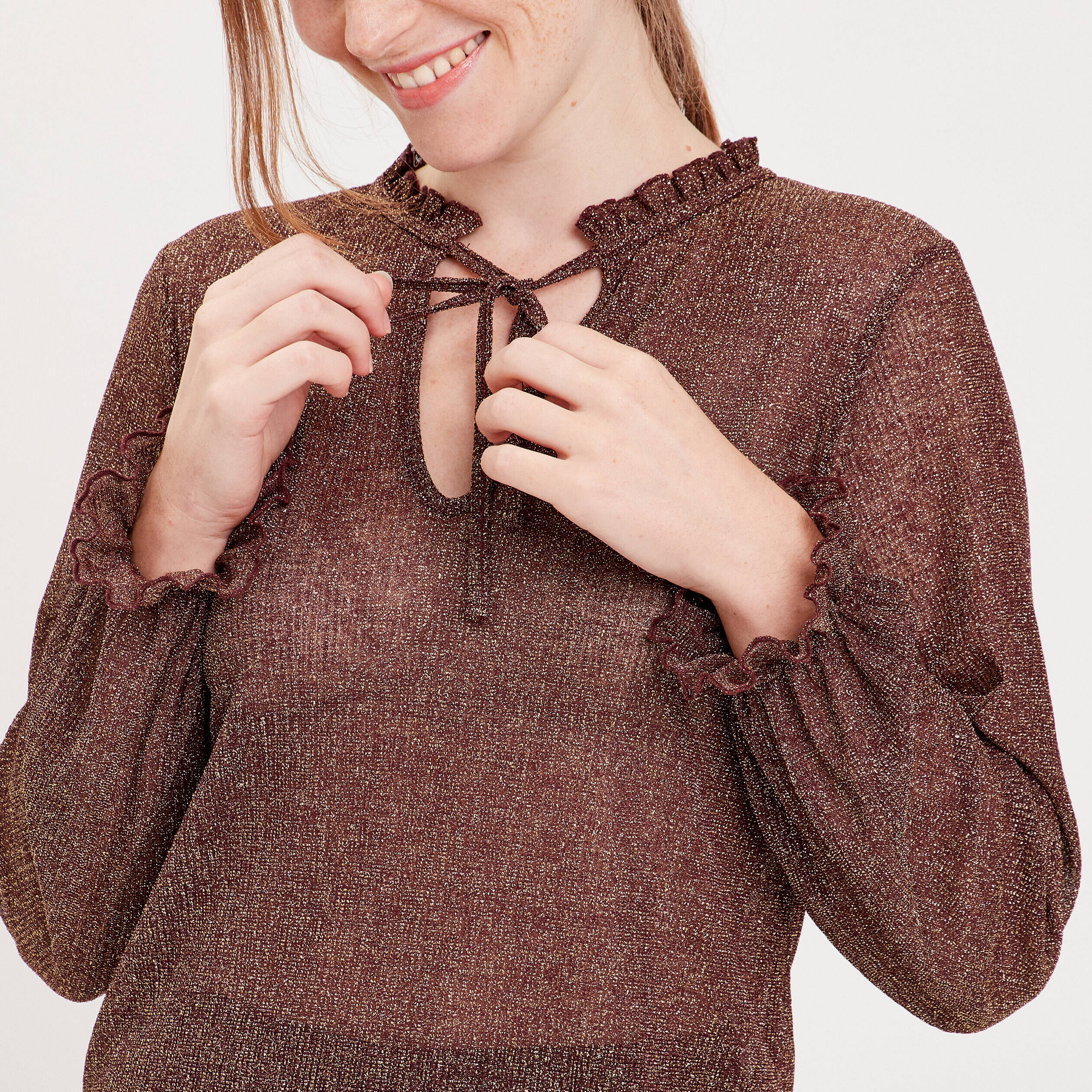 Blouse manches longues prune femme | Cache Cache