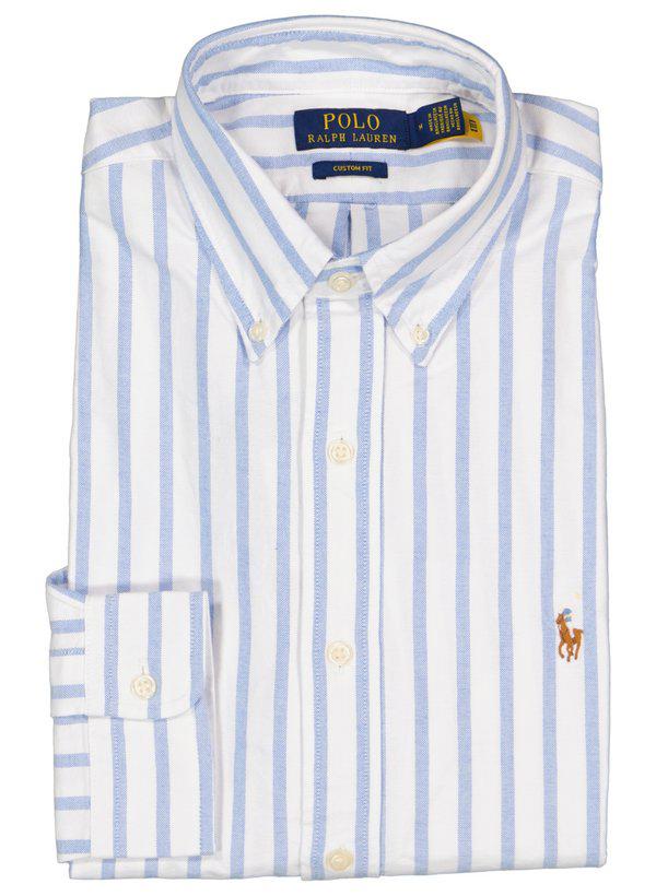 Polo Ralph Lauren, Hemd, Customer Fit, Oxford, weiß-blau gestreift