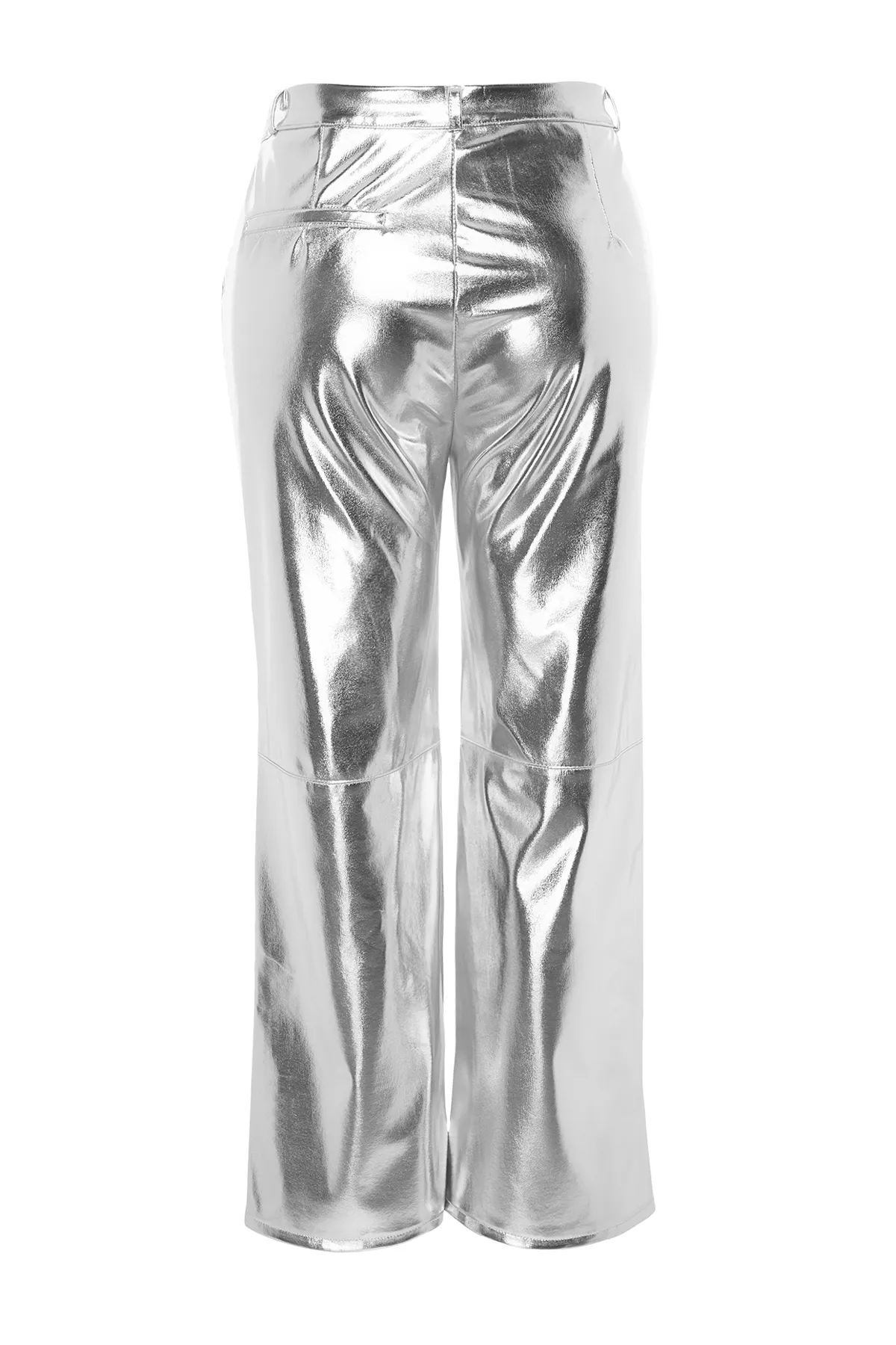 Trendyol Curve  Graue, metallisch gewebte Hose mit weitem Schnitt TBBAW24AR00026