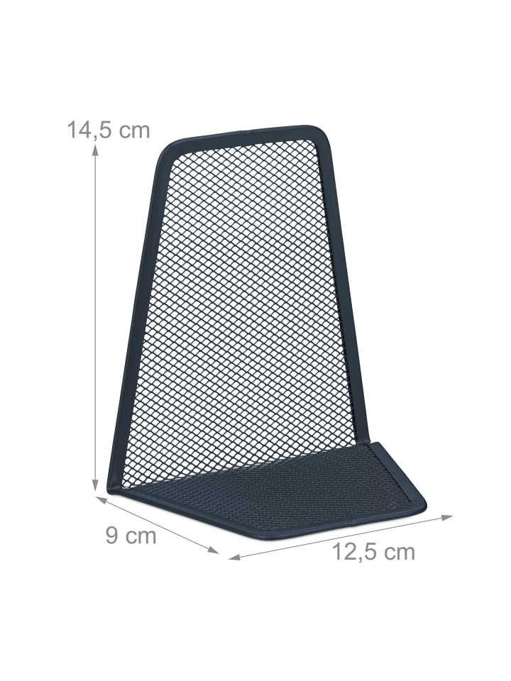 relaxdays 2 x Buchstütze in Anthrazit - (B)9 x (H)14 x (T)12,5 cm günstig kaufen onesize