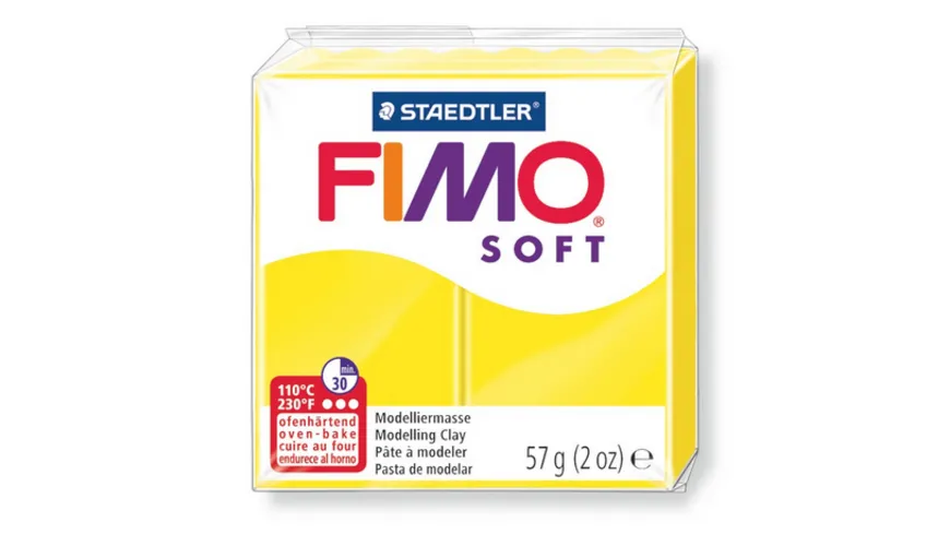 STAEDTLER FIMO - 8020-10 soft Ofenhärtende Modelliermasse limonengelb 57 g