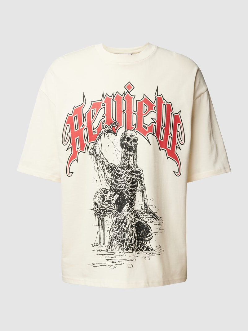 T-Shirt mit Label-Print in ecru