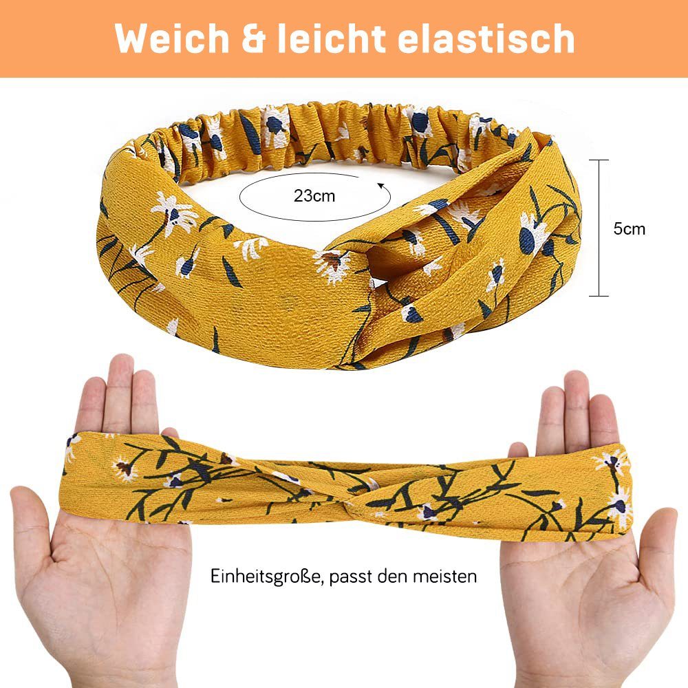Alster Herz Haarband 4x Damen Boho Stirnbänder Kopfband elastisch weich A063, sehr angenehm zu tragen