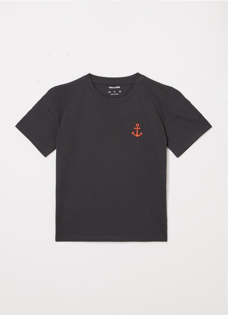 Tricou mini Rodini Anchor cu bumbac organic brodat.