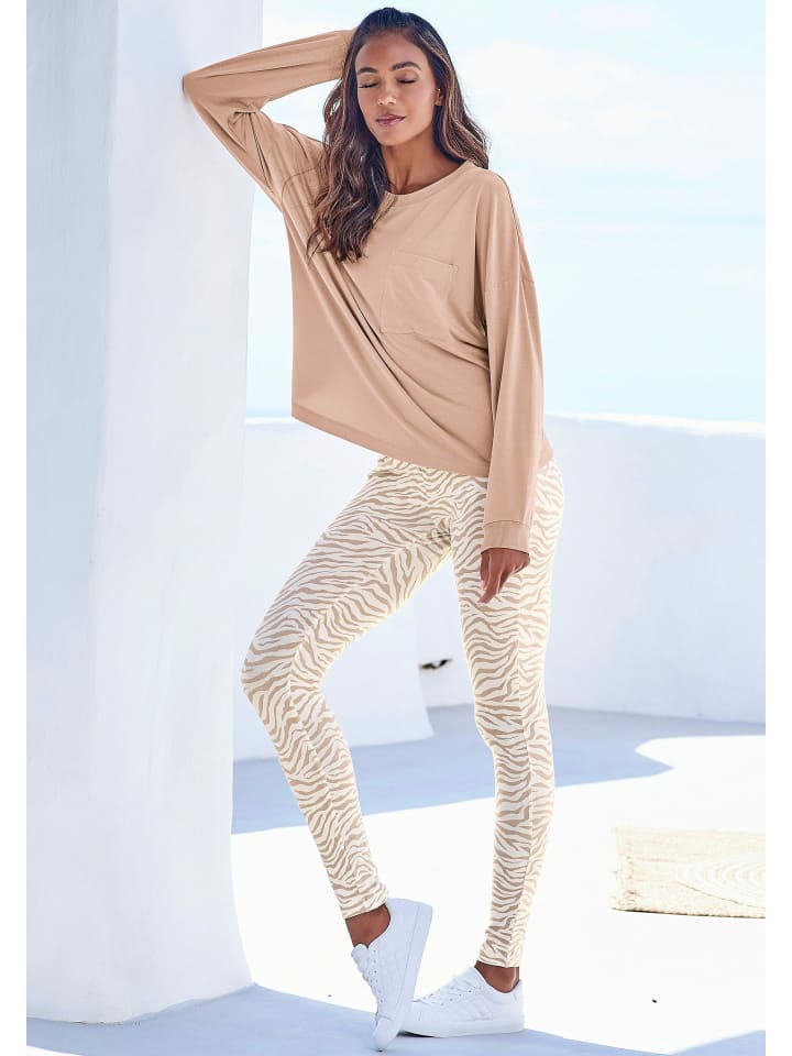 LASCANA Schlafhose in ecru-nougat günstig kaufen