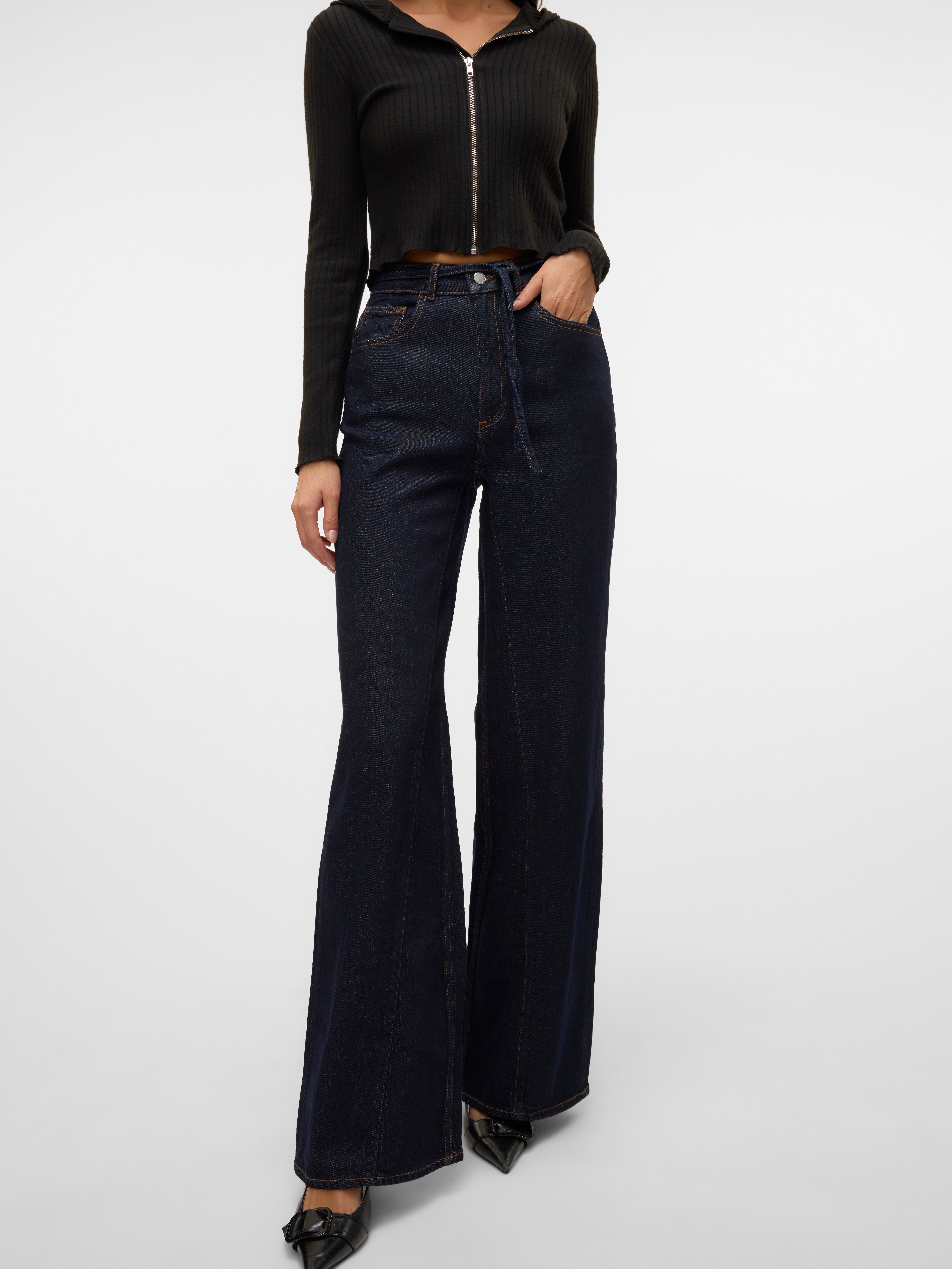 AWMADDIE Hohe Taille Weiter Beinschnitt Jeans