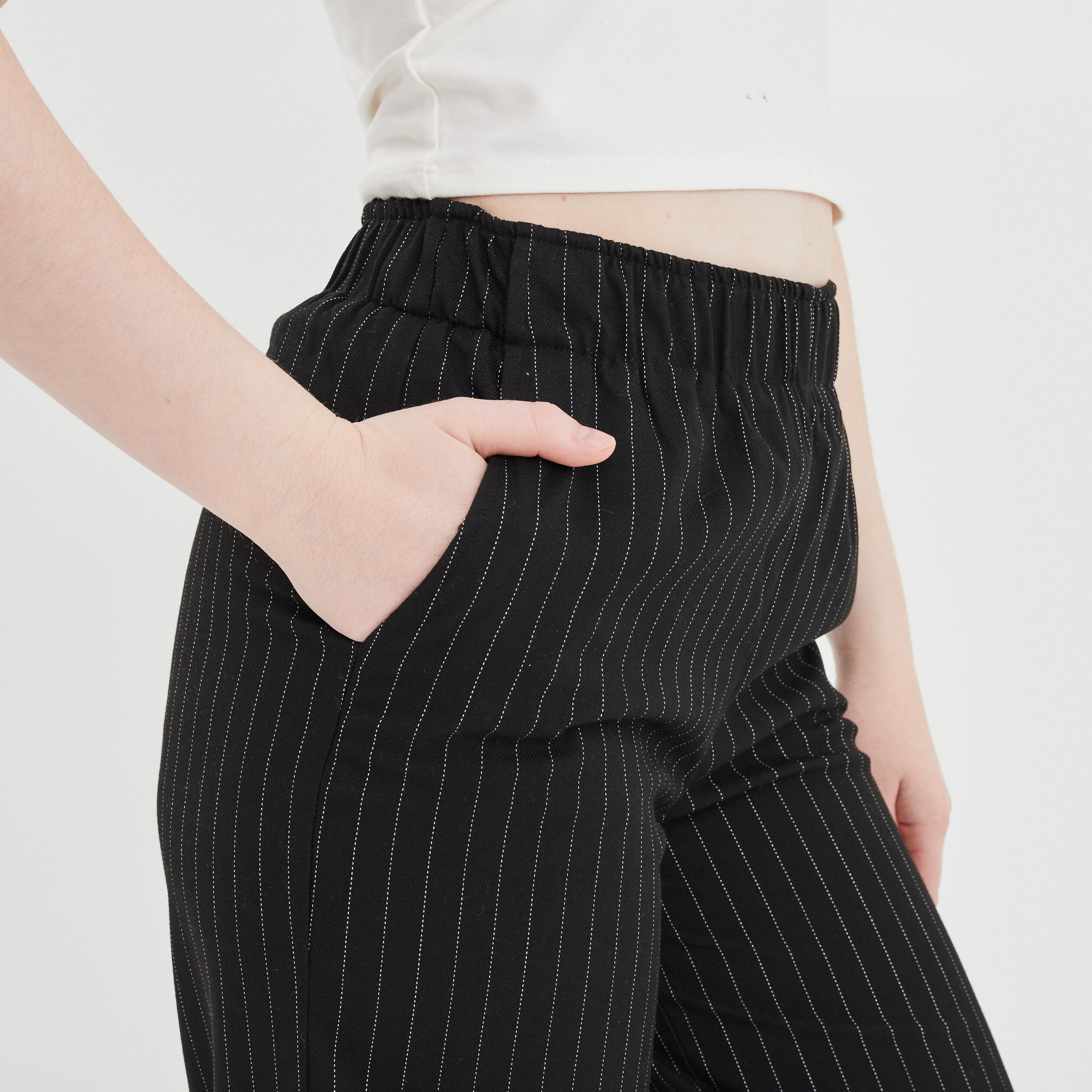 Pantalon large taille élastiquée noir femme | La Halle