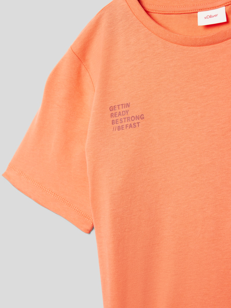 T-Shirt aus Baumwolle mit Statement-Print in orange
