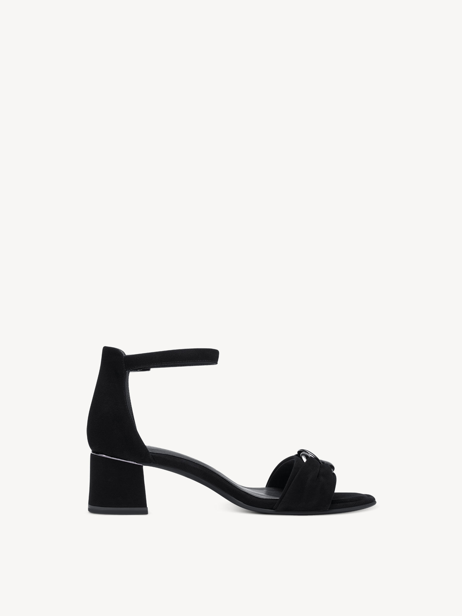 Sandale à talon en cuir - noir