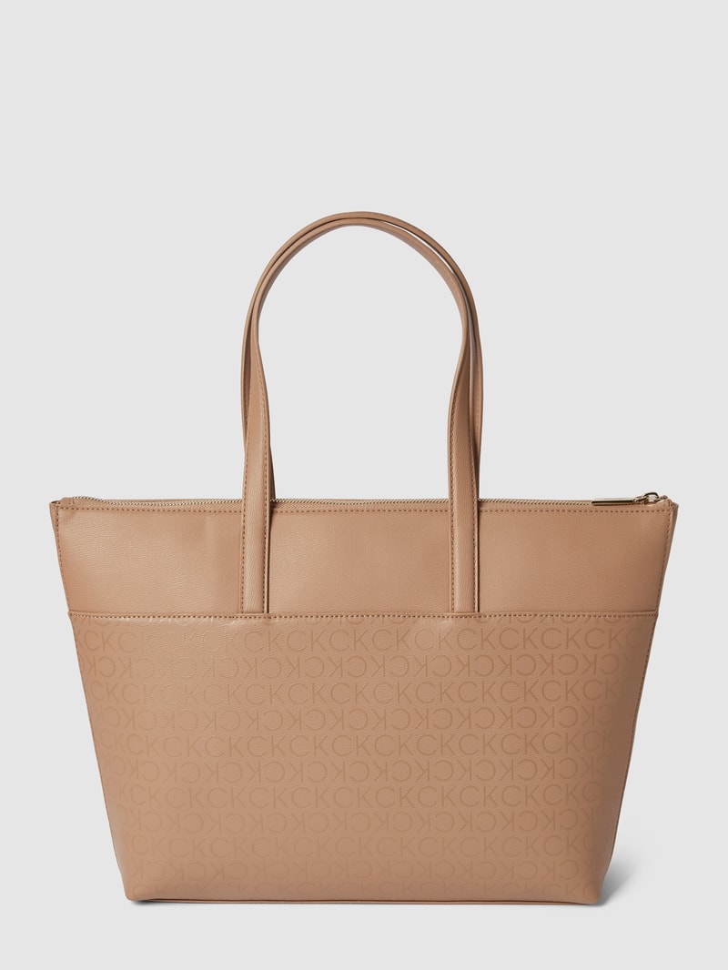 Shopper mit Label-Print in beige