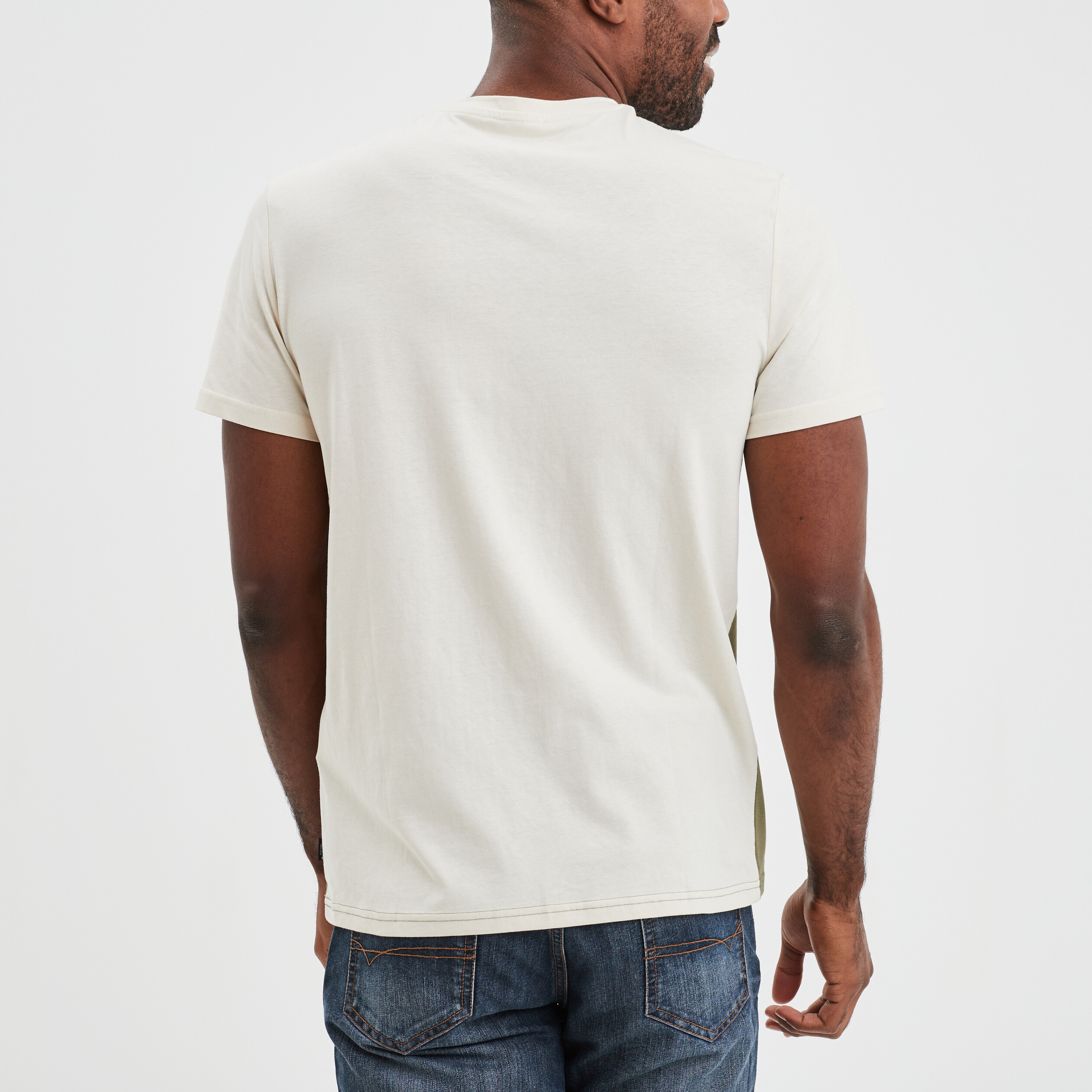T-shirt manches courtes coton Creeks vert kaki homme | La Halle