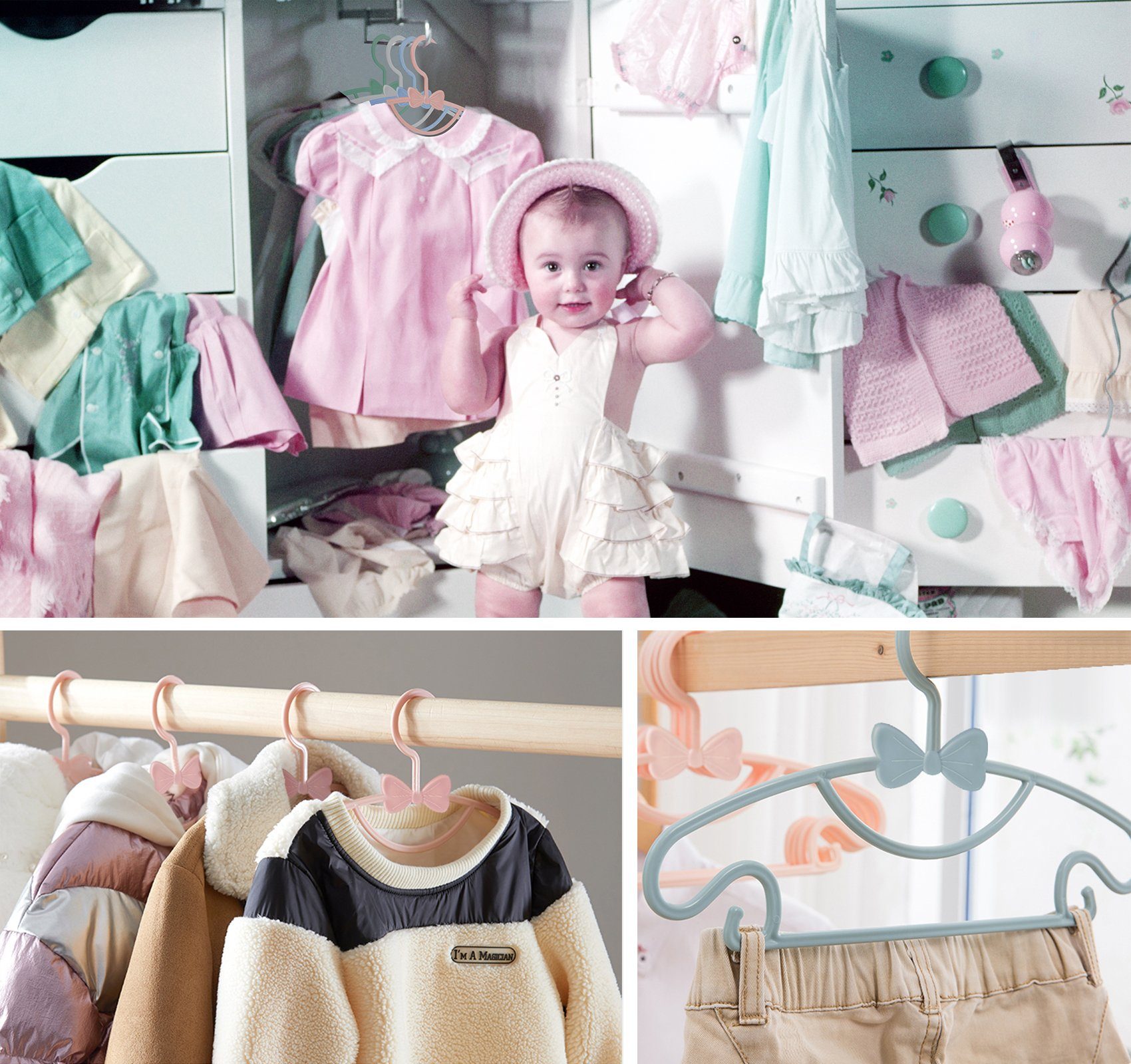 Homewit Kleiderbügel Baby Kleiderbügel, Kunststoff Kinderkleiderbügel Set, (Set, 40-tlg), Kinder-Kleiderbügel für Baby- und Kleinkind-Kleidung