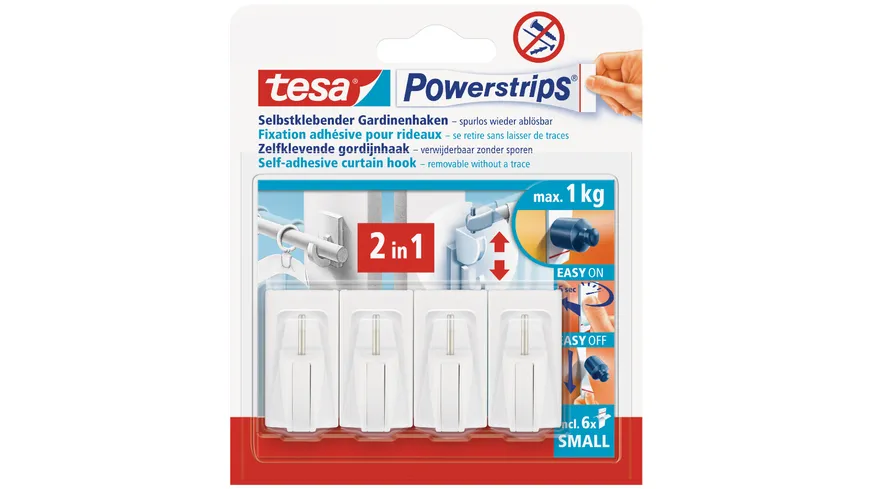 tesa Powerstrips® Gardinenhaken 2in1 weiß Gardinenhaken 2in1 weiß weiss