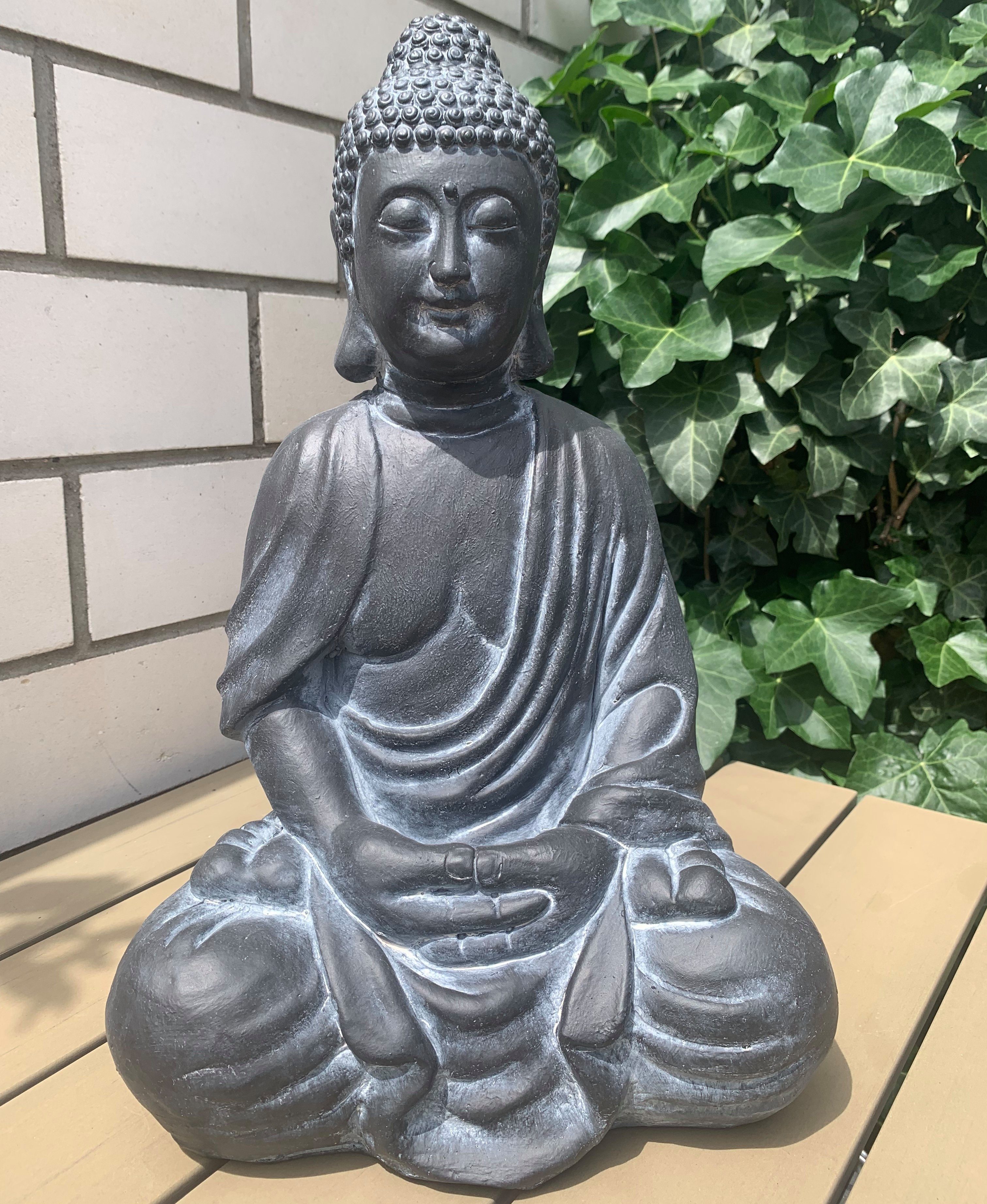 K&L Wall Art Buddhafigur Nepal Buddha Statue Kunststein Beton Feng Shui Deko (1, Gartenfigur), 45cm große Steinfigur Wellness Gartendeko