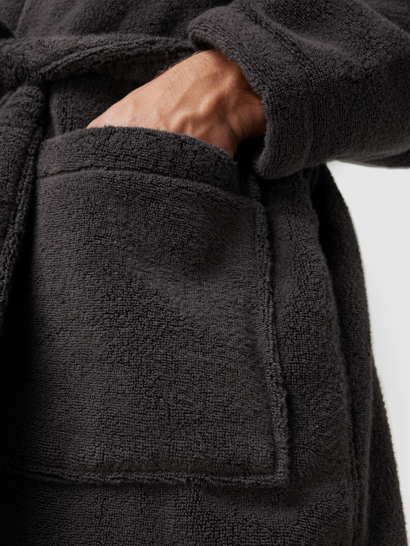 Bademantel mit Label-Stitching in dunkelgrau