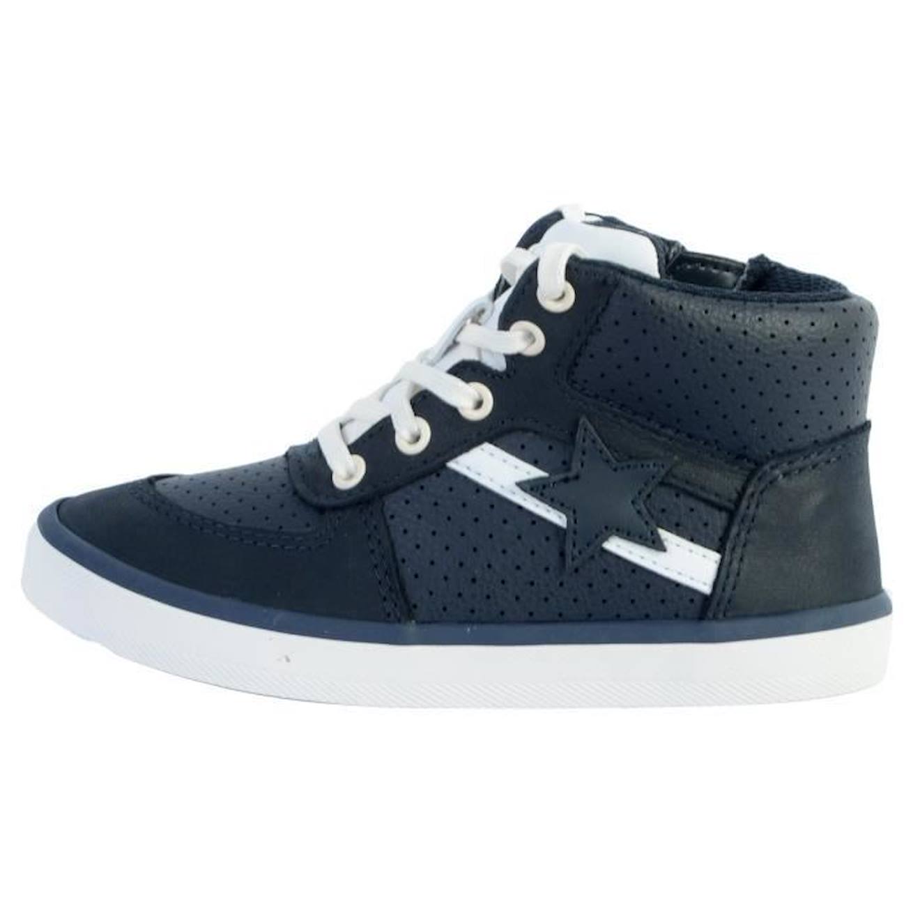 Basket Montante Cuir Enfant Clarks City Flake bleu