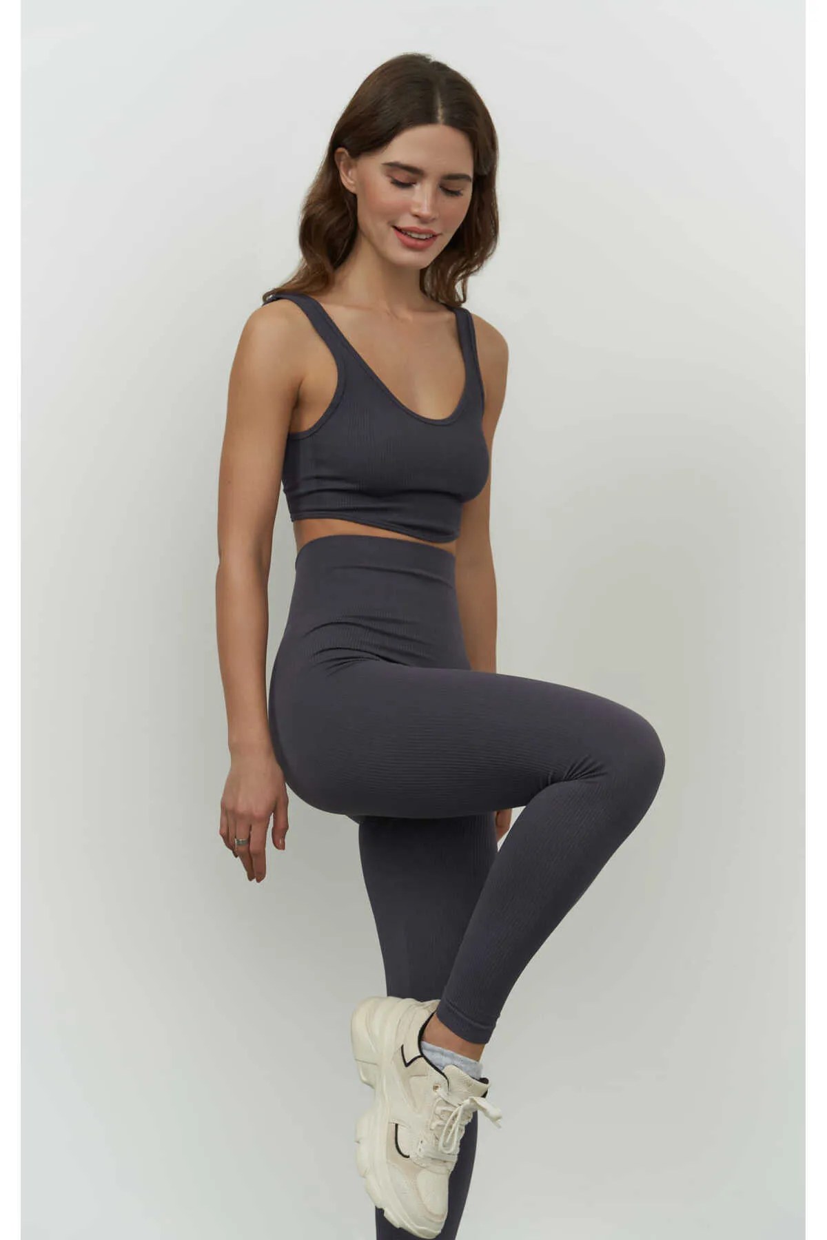 MAİ COLLECTİON  Niko Corded Anthrazit Crop