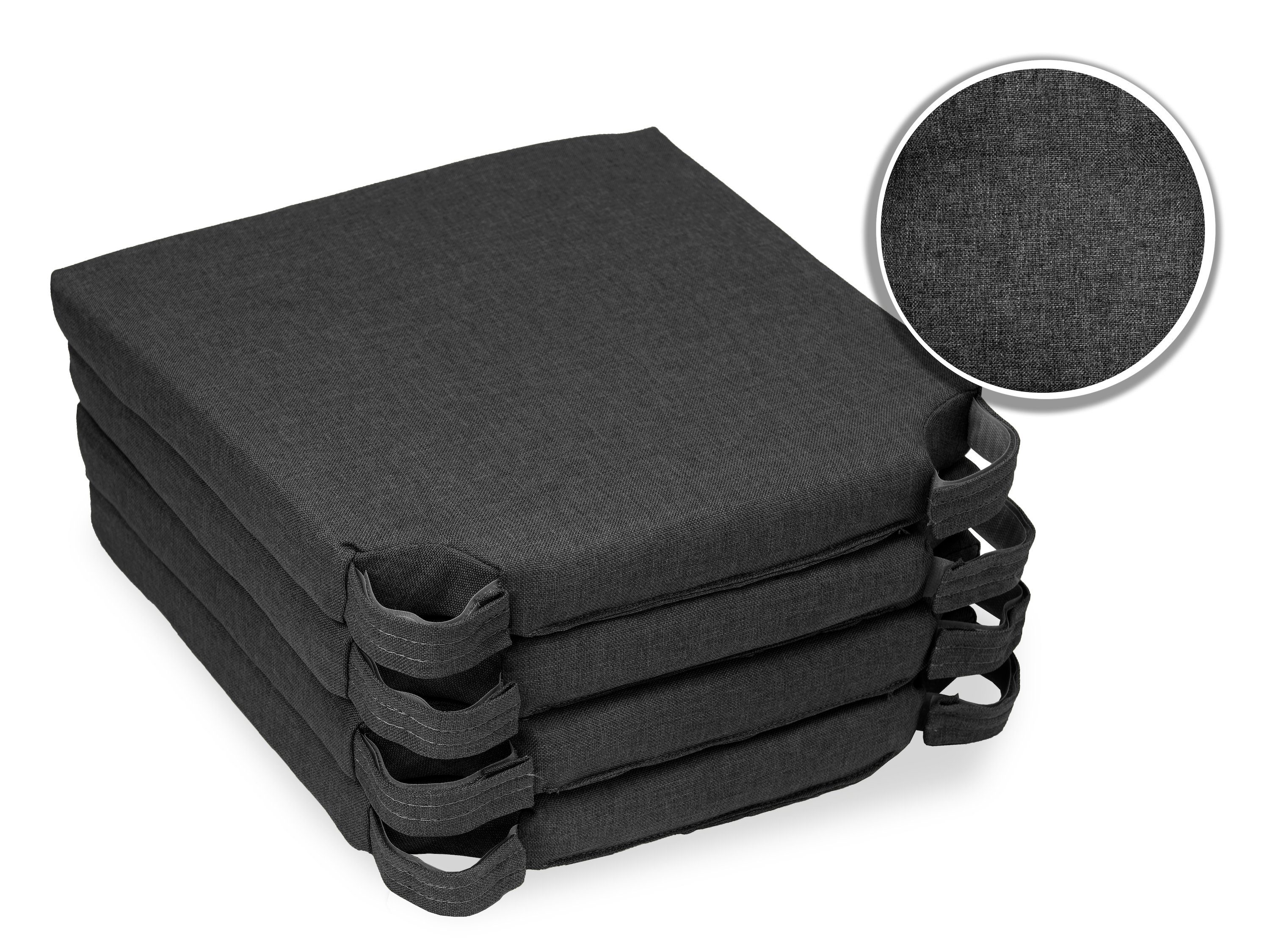 sunnypillow Stuhlkissen 4er Set Kissen Maße: 42 (vorne), 35 (hinten) x 40 x 5 cm