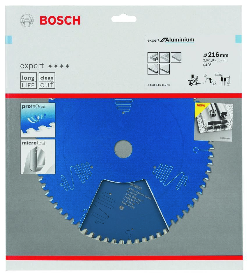 Bosch Blue Accessories 2608644110 Tarcza tnąca z węglików spiekanych Expert do aluminium 216 x 30 x 64T