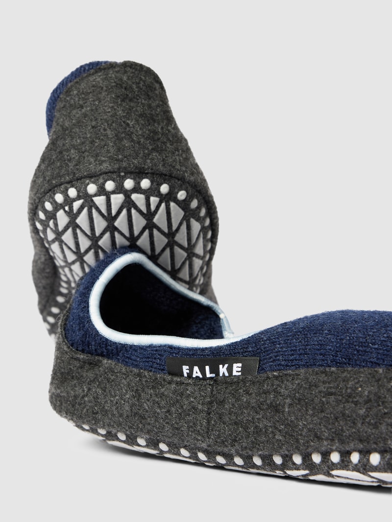 Hausschuhe aus Schurwoll-Mix mit Logo-Detail Modell 'COSYSHOE' in blau meliert