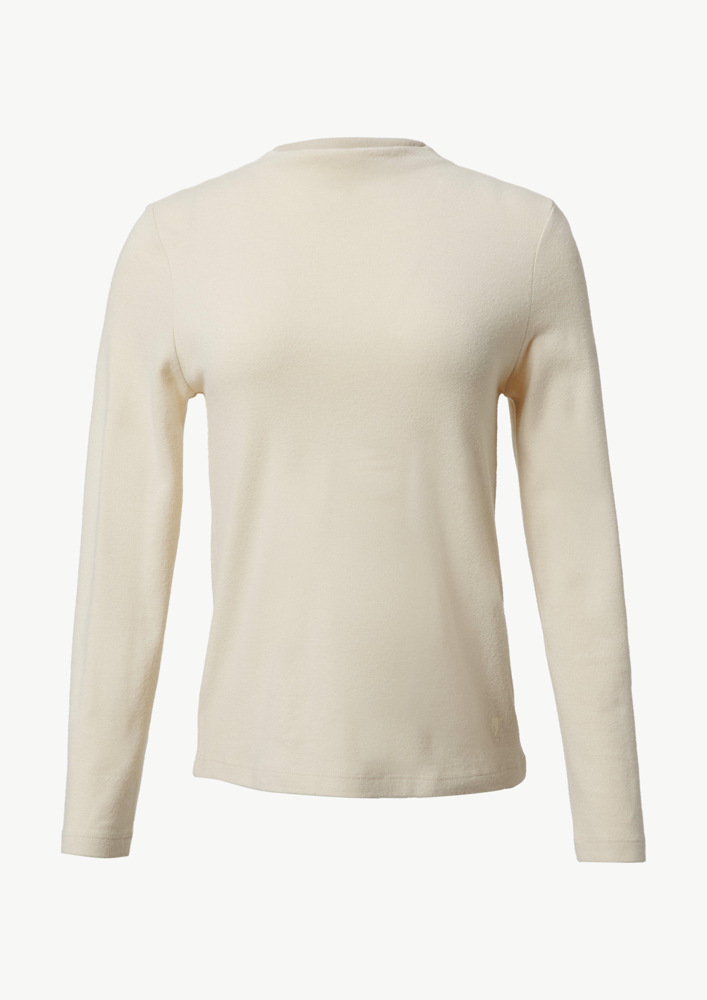 Weiches Langarmshirt mit Stehkragen - ecru