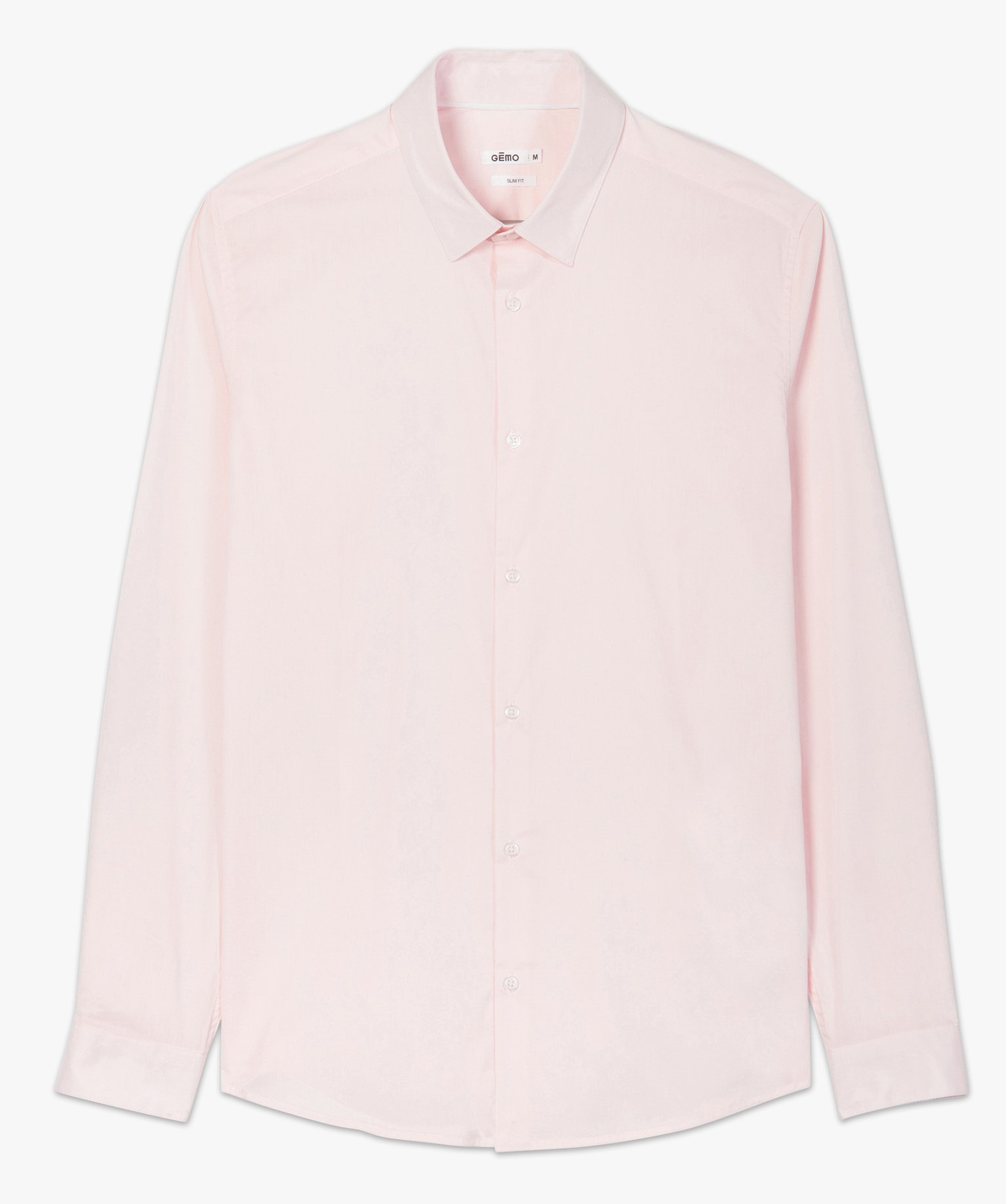 Chemise homme unie coupe slim en coton stretch rose | GEMO