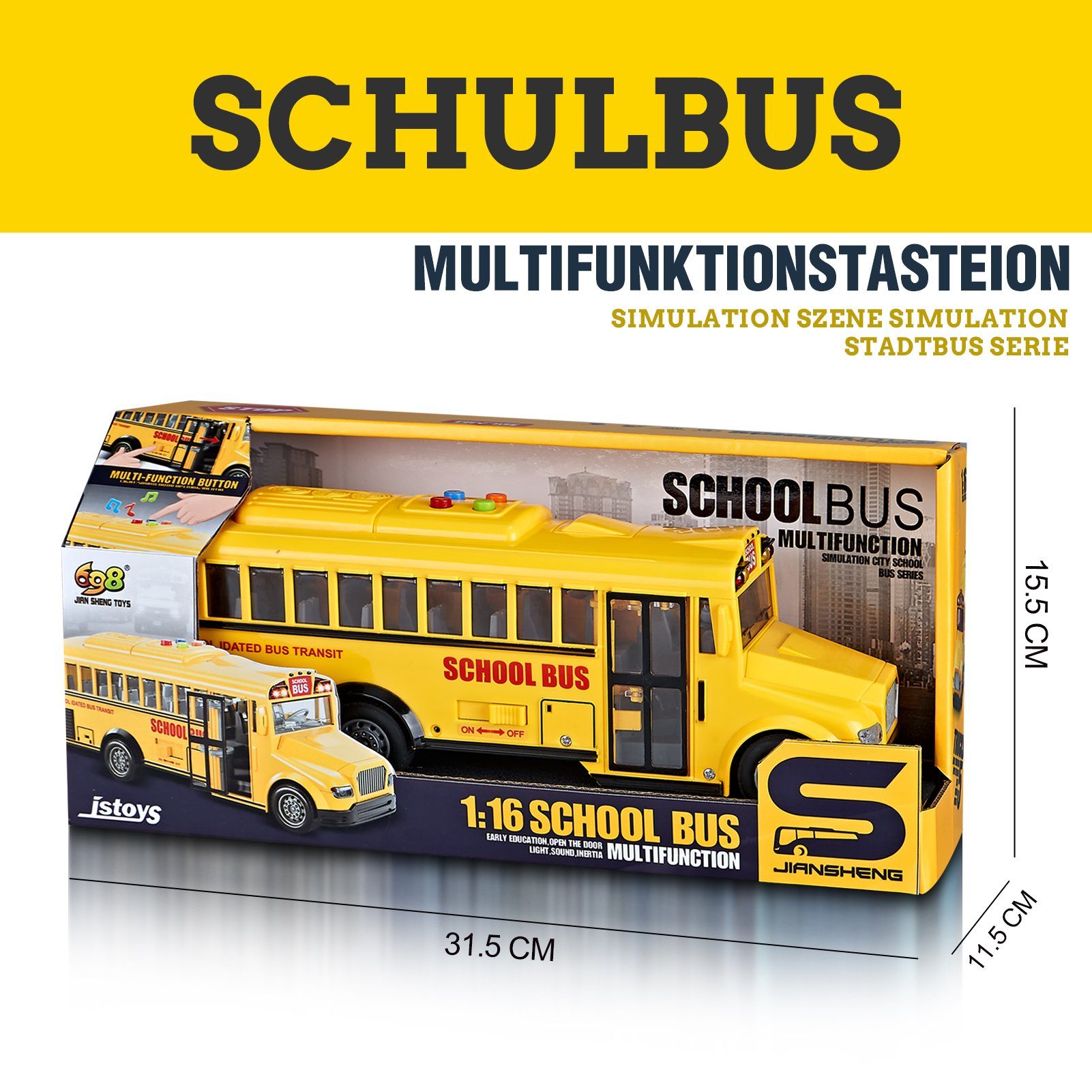 Esun Spielzeug-Auto Spielzeugauto ab 234jahre, 1:16 cars spielzeug mit Sound und Licht, (Set, Komplettset), bus spielzeug für Kinder, Geschenk junge 2 3 4 5 jahre