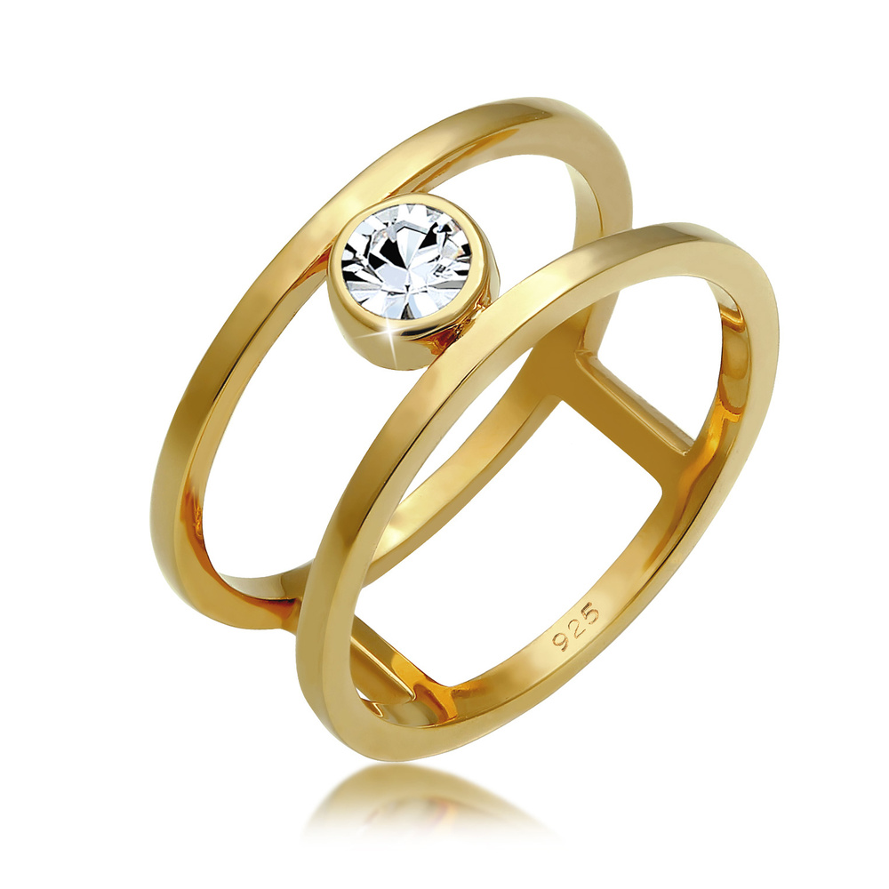 Elli PREMIUM Elli PREMIUM Bague Double avec des Cristaux Bague Femme - (925/1000) Argent Bague