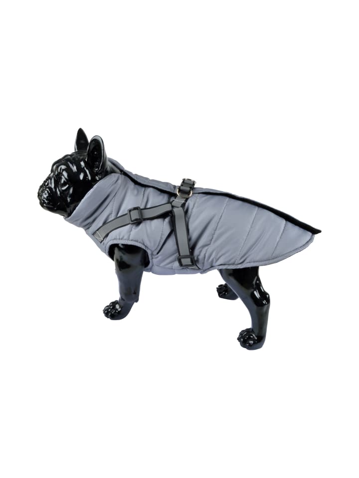 dynamic24 Hunde Mantel mit Geschirr Winterjacke  in grau günstig kaufen 35
