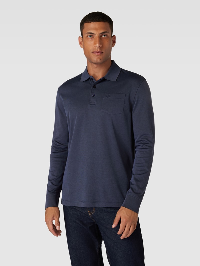 Poloshirt mit Brusttasche in marineblau