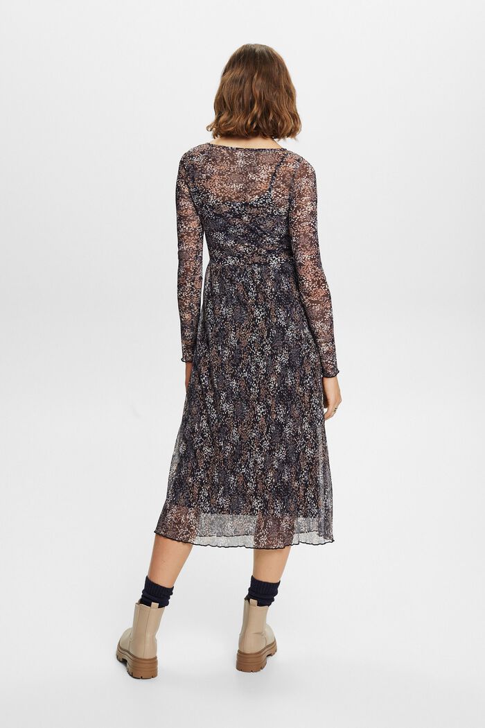 Plissiertes Mesh-Kleid mit Muster