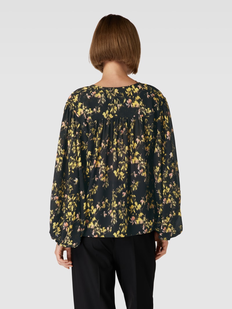 Bluse mit floralem Allover-Muster Modell 'Carmelara' in schwarz