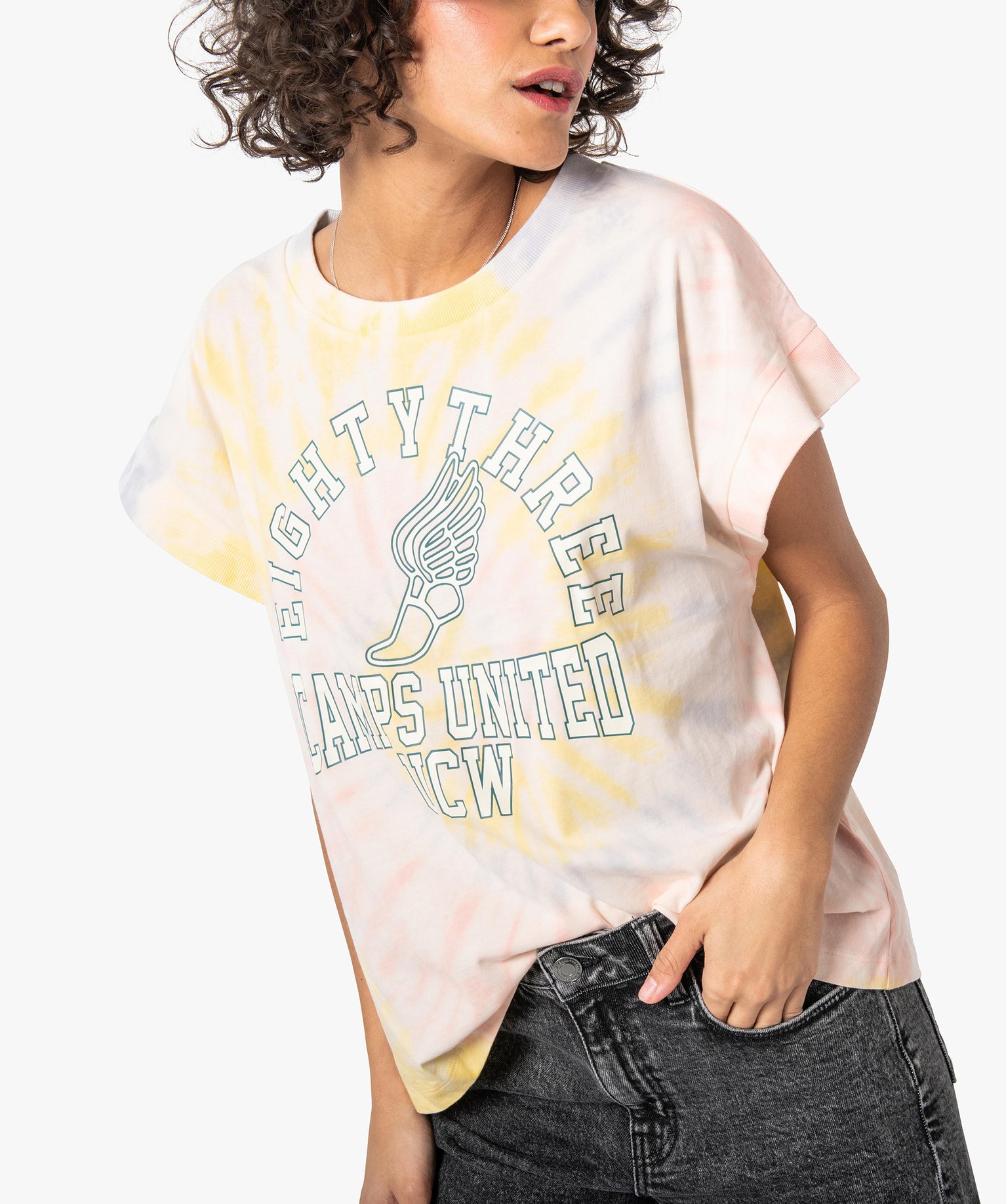 Tee-shirt femme à manches courtes coupe large – Camps United multicolore | GEMO