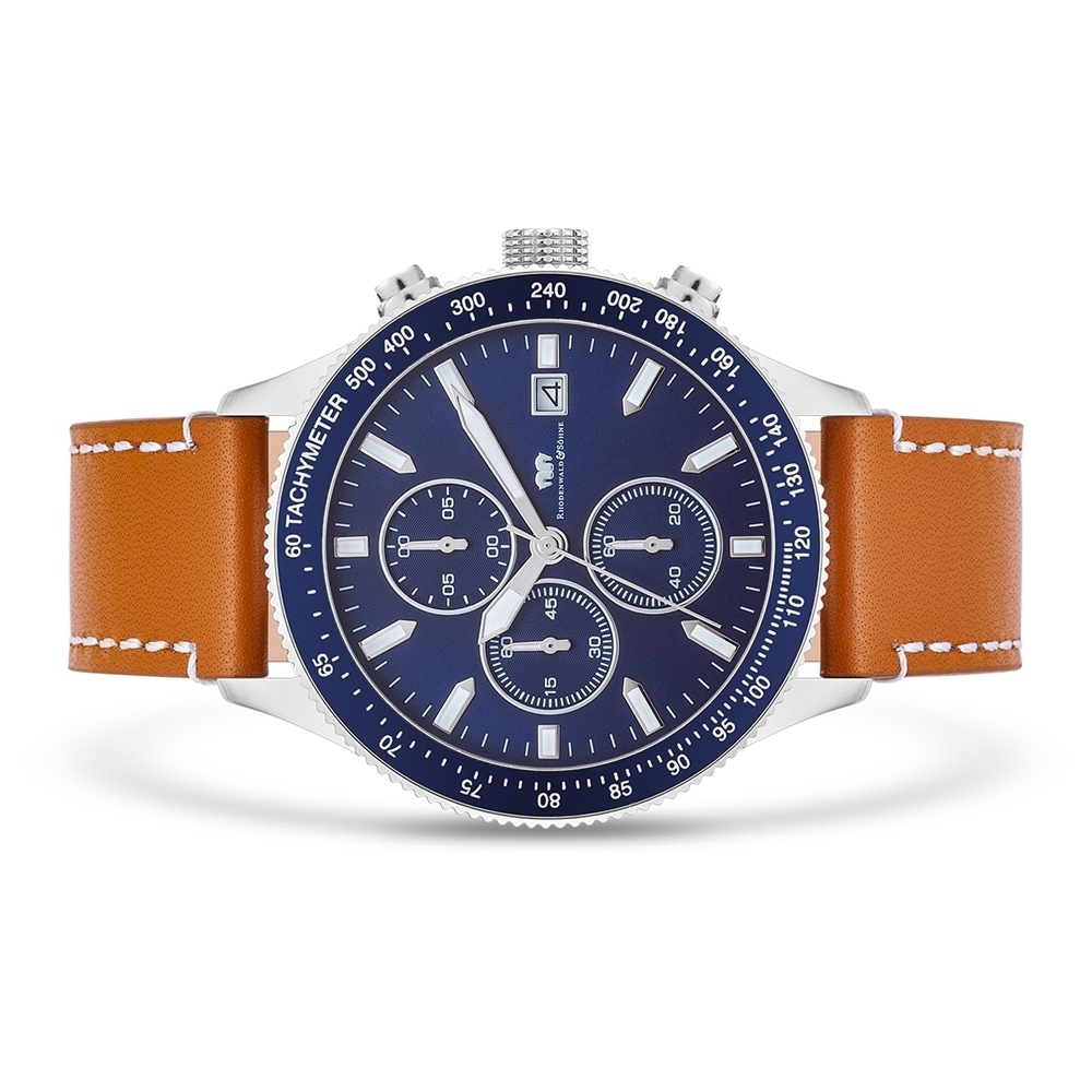 Rhodenwald & Söhne Chronographe Karthago II en Argent Cuir véritable en Marron Montre