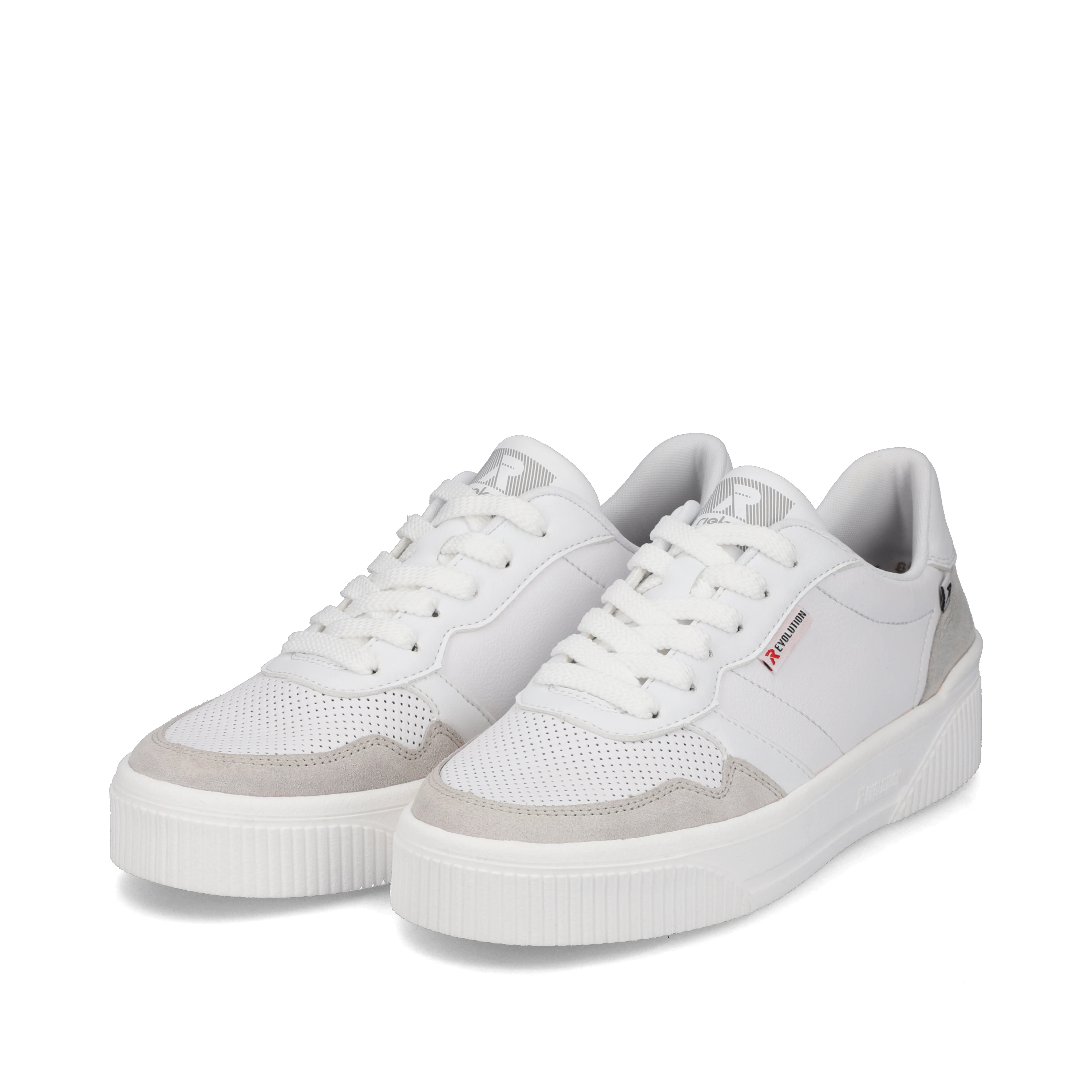 Rieker Damen Sneaker Low swan-white stone-grey