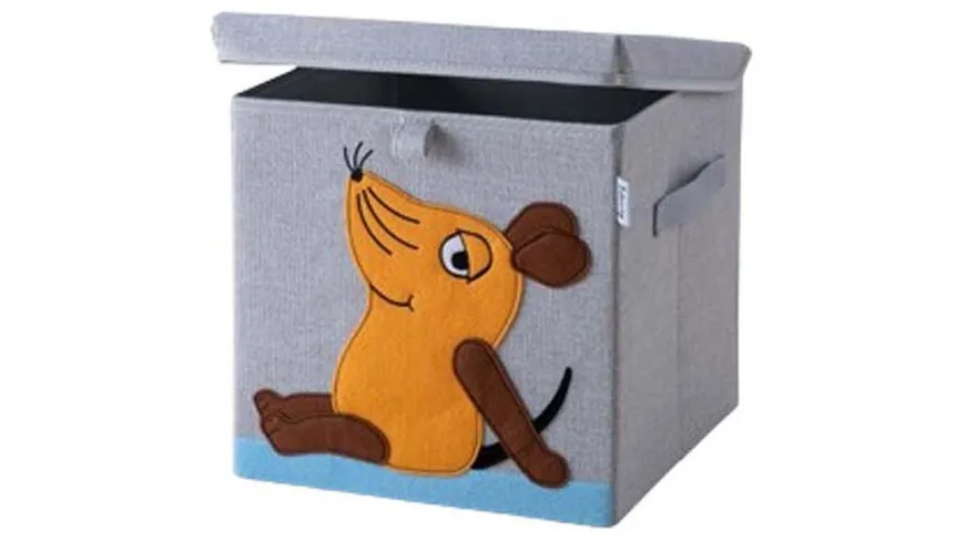 Lifeney Aufbewahrungsbox mit Deckel Die Maus 30x30x30cm blau, grau, orange