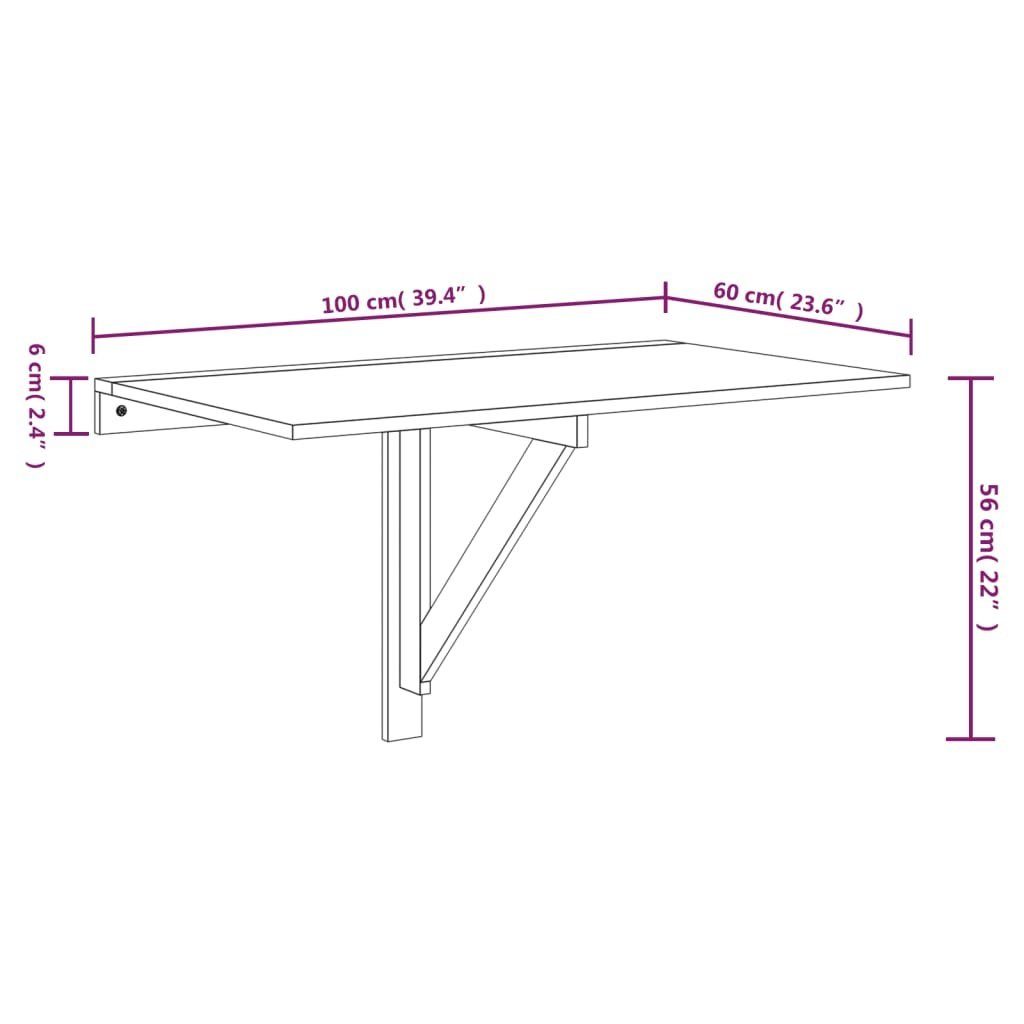 vidaXL Klapptisch Wand-Klapptisch Betongrau 100x60x56 cm Holzwerkstoff (1-St)