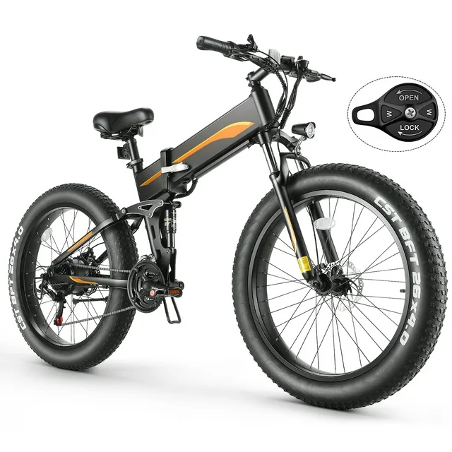 Funcid Electric Bike, 26x4 Fat Tire Electric Bike for Adults 500W Ebike Foldable Adult Electric Mountain Bicycles with 48V 10Ah Battery