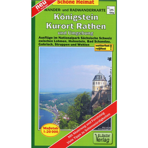 Radwander- und Wanderkarte Königstein, Kurort Rathen und Umgebung 1 : 20 000 - Wanderkarte