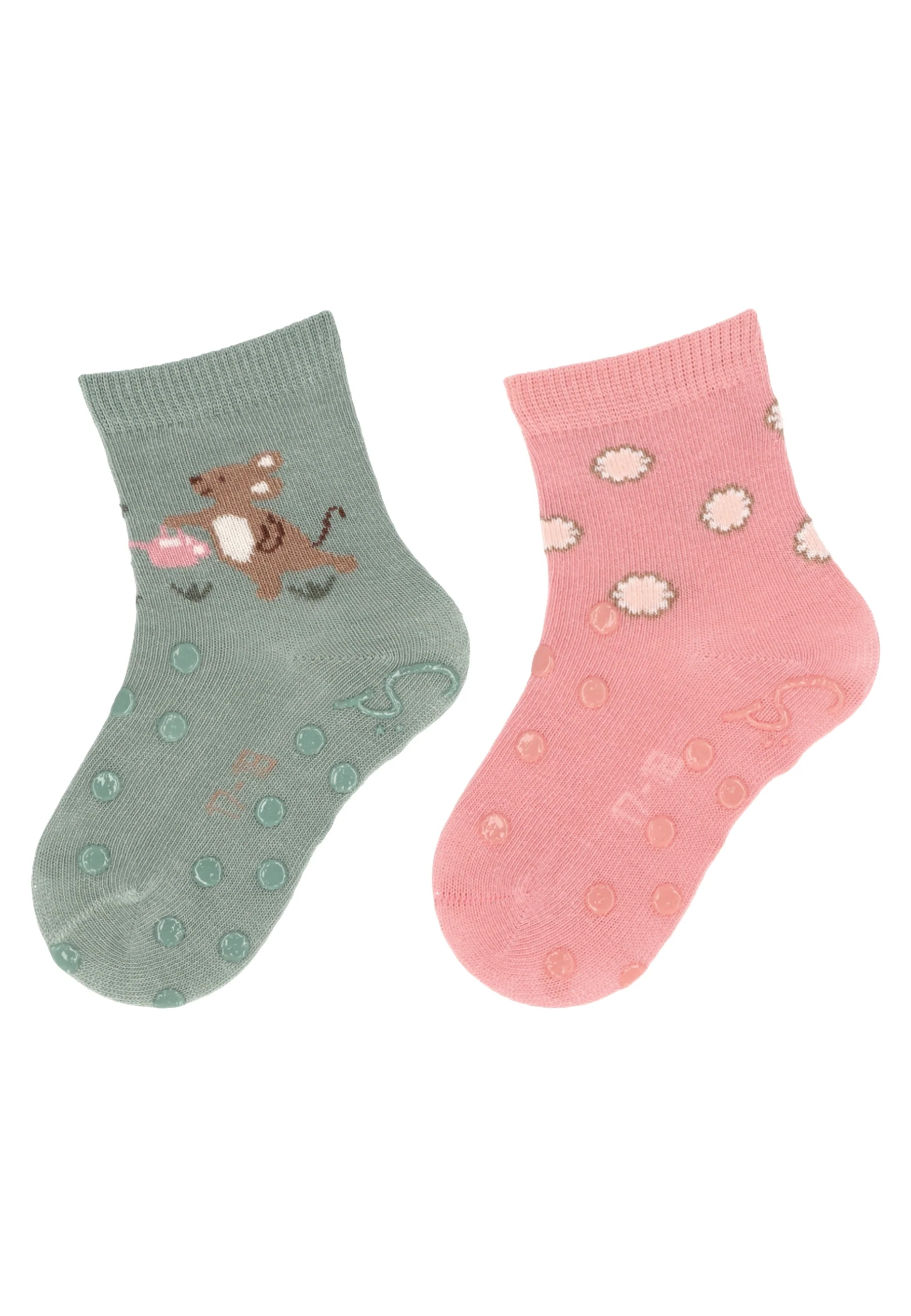 ABS Krabbelsocken im 2er Pack mit Motiv Maus