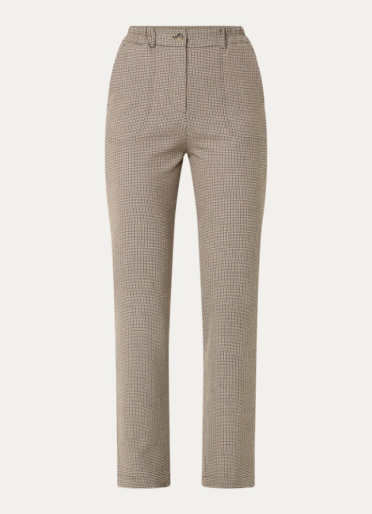 Pantaloni a vita alta e gamba dritta con fantasia pied de poule di Gerard Darel Niamie.