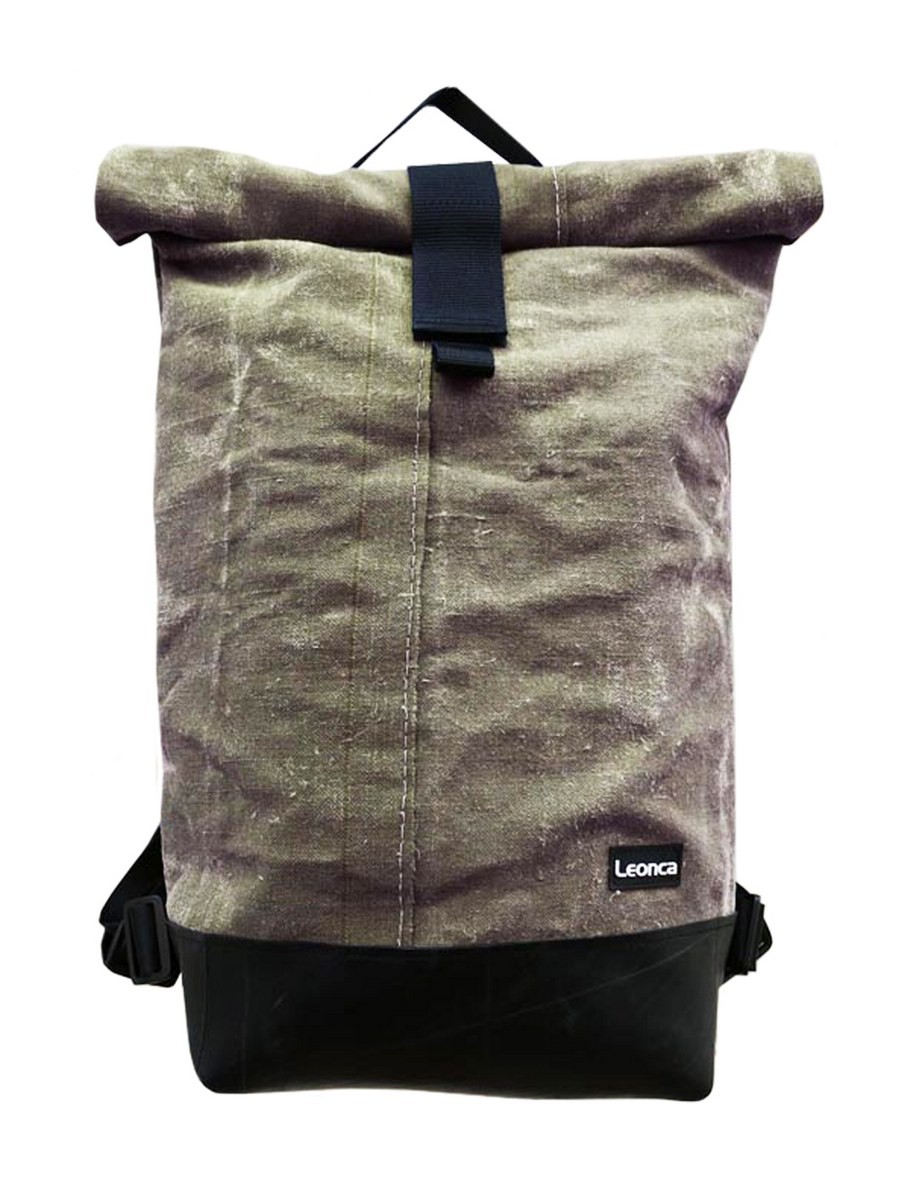 LEONCA Handtaschen khaki Rollrucksack Zeltleinen Oliv hell M