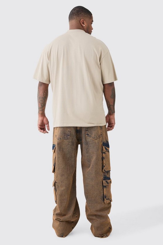 Plus lockere Cargo-Jeans mit Acid-Waschung