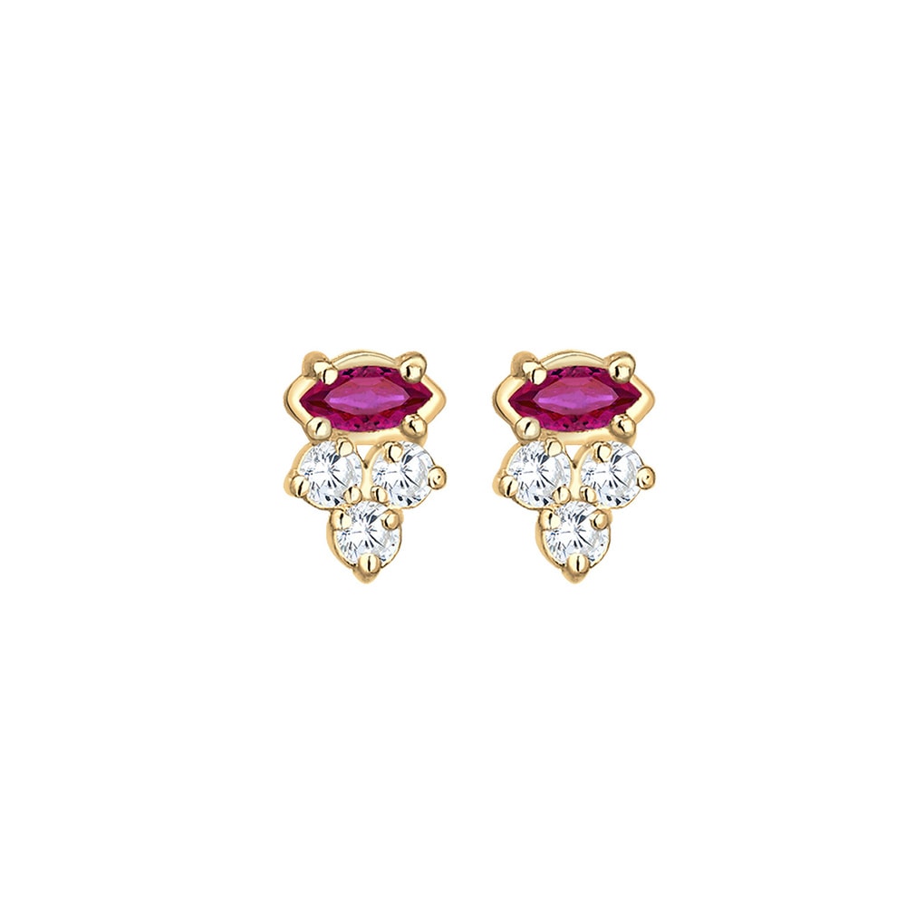 Elli Elli Boucles d'Oreilles Ohrstecker Zirkonia Synthetischer Rubin 925 Silber Boucles d'oreilles