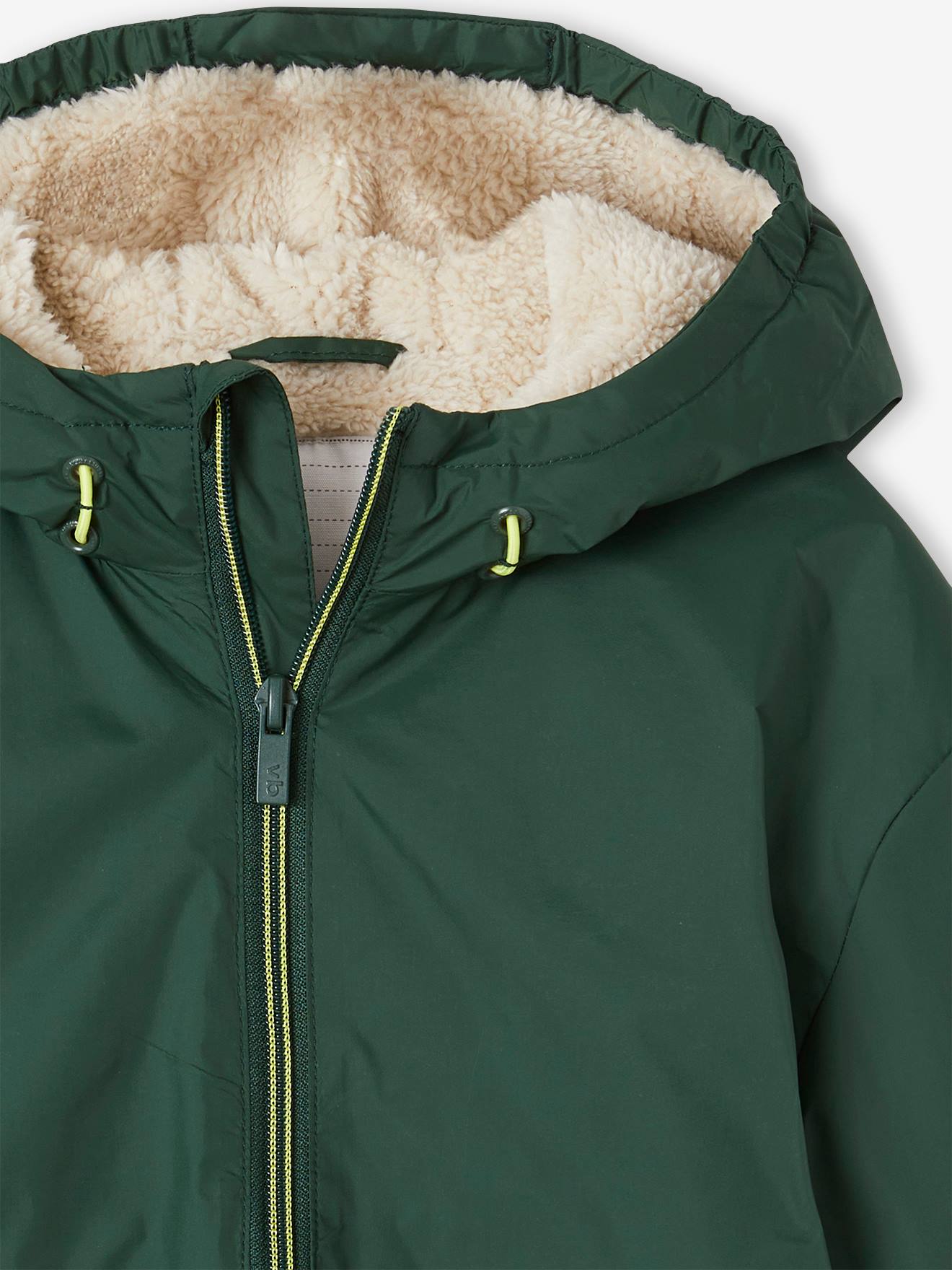 Vertbaudet Jungen Anorak mit Teddyfleece-Futter - khaki