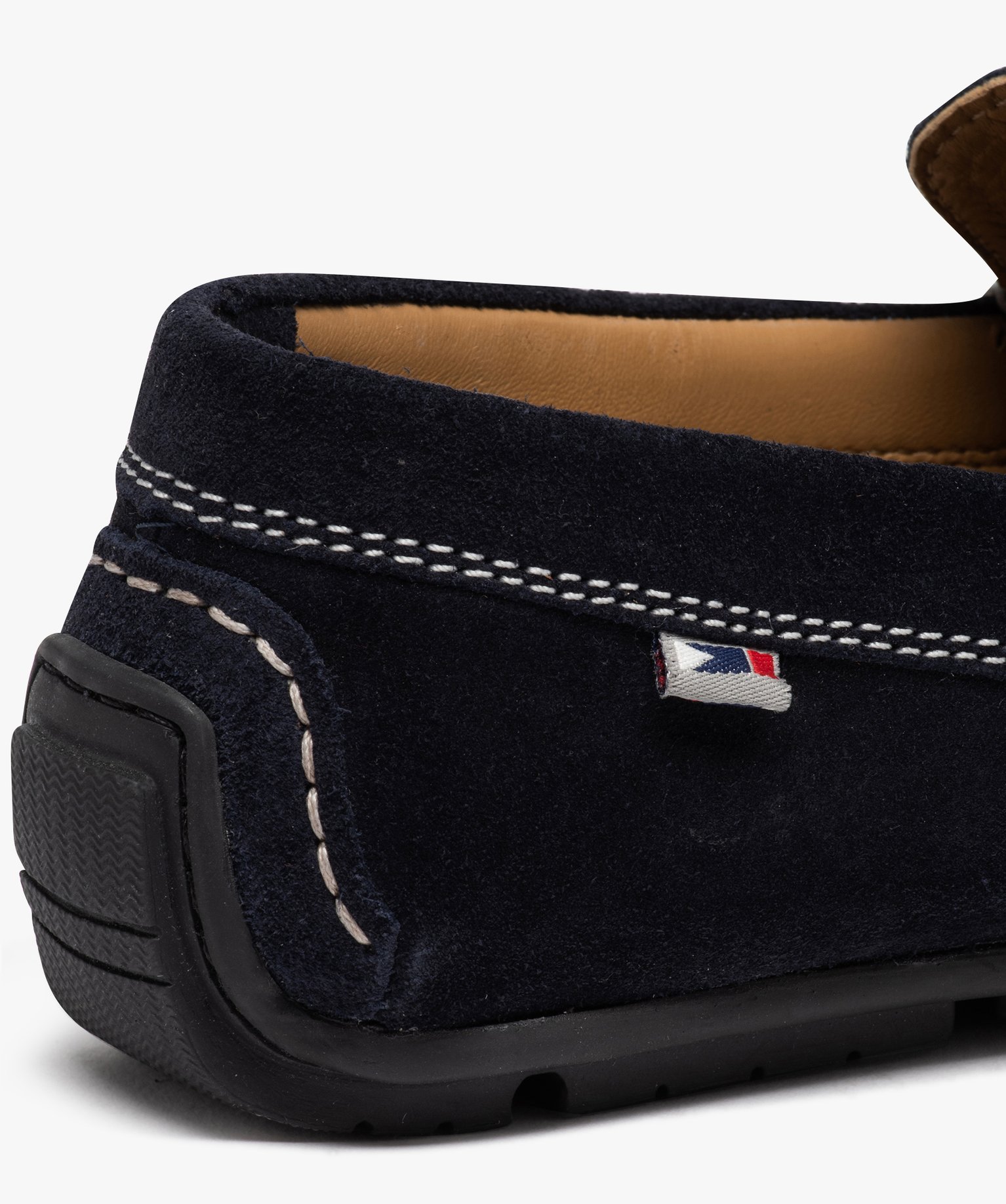 Mocassins homme unis en cuir velours marine | GEMO
